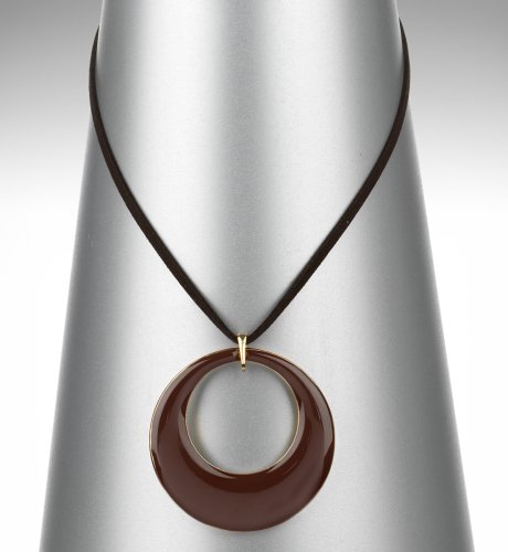 Hollow Enamelled Circle Pendant Necklace
