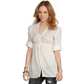 Buy American Rag Top, Embroidered Button Down Tunic by American Rag