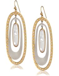 Lauren Harper Collection Over the Moon 18k Gold, Silver, Mother-Of-Pearl and Diamond Oval Drop Earrings