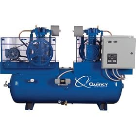 - Quincy Air Compressor - Duplex, 5 HP, 460 Volt 3 Phase, Model# 253DC80DC46