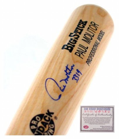 Paul Molitor Minnesota Twins MLB Hand Signed Name Model Baseball Bat with 3319 Hit Inscription