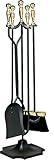 UniFlame 5-Piece F-3189 Fire Set, Polished Brass and Black