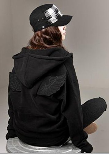 パーカー スウェット ジャージ 羽 モチーフ スウェット 長袖 パーカー ルーム ウェア 部屋着 ブラック (オリジナル・ブレスレットとサシェセット)