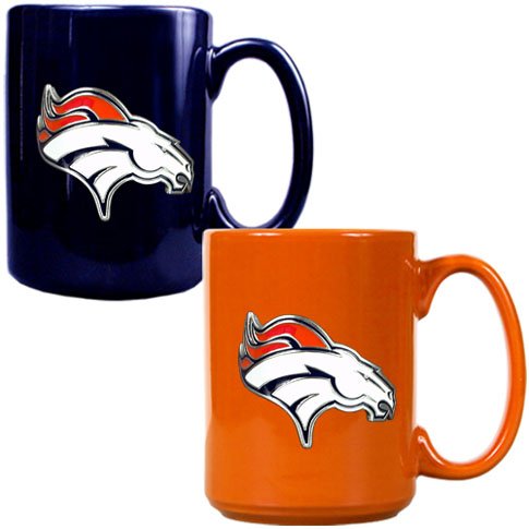 NFL Denver Broncos Two Piece Ceramic Mug Set - Primary Logo