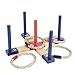 Triumph Compact and Portable Wood Ring Toss with 1 Wooden 5-Peg Target, 2 Red Rope Toss Rings and 2 Blue Rope Toss Rings