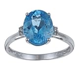 10k White Gold Blue Topaz and Diamond Ring 10k White Gold Blue Topaz and Diamond Ring