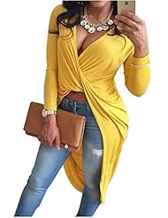 Sexy V-neck Long Sleeves Cotton  Shirt  Dress