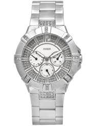GUESS Womens W12080L1 Steel Stainless Steel Crystal Accent Multifunction Watch