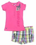 Company 81 Girls 2Pc Bright Pink Top & Plaid Short Set