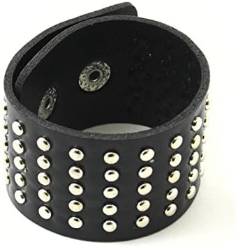 You Accessorize Faux Leather Black Wide Studded 5 Row Industrial Chic Bracelet