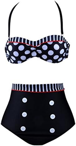 Zeagoo Women's Vintage Pin Up High Waist Bikini Set XL Black