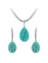 Sterling Silver Unique Syn. Turquoise Set (Chain Not Included)