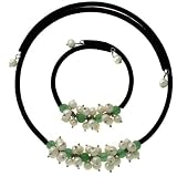 Modern Freshwater Pearl Green Jade Color Velvet Necklace Bracelet Set Gift Bag Bucasi SALE Free Shipping