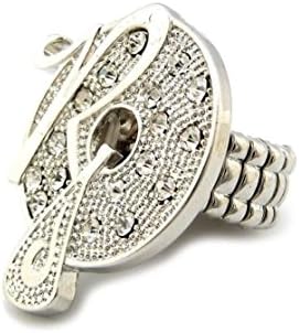 Crystalbella New Design Iced Out Rocafella Record Piece Design Hip Hop Stretch Ring