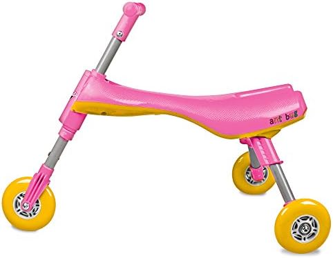 TriBike Toddlers' Foldable Indoor-Outdoor Glide Tricycle Ride On - No Assembly Required - Easy To Store (Pink/Yellow)
