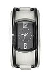DKNY NY3947  Ladies Analogue Watch, White Leather Strap with Grey Stainless Steel Detail & Grey Dial with White Hands & Indexes