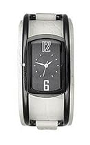 DKNY NY3947  Ladies Analogue Watch, White Leather Strap with Grey Stainless Steel Detail & Grey Dial with White Hands & Indexes