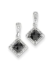 14k White Gold with Black and White Diamond Post Dangle Earrings