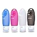 KANARS Portable Travel Bottles Silicone Containers Set of 4,Blue/Orichid/White/Charcoal Gray,3 oz