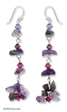 Amethyst earrings, 'Waterfall' 0.6 W 2.2 L