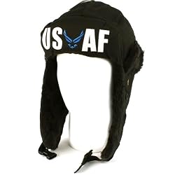 US Air Force Winter Faux Fur Trooper Trapper Ski Earflap Aviator Cap Hat Black