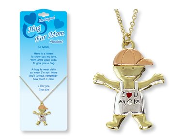 Click here to buy Hug For Mom Tri-Tone Pendant SON Boy w  Verse.