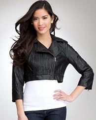 Pintuck Crop Moto Jacket