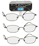 3 Pair Foster Grant Titanium Reading Glasses--2.00