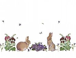Secret Garden Bunnies - Fresh, Original Design on a Pure Cotton Kitchen Towel