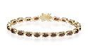 Yellow Gold Overlay Sterling Silver Garnet Bracelet, 7"