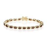 Yellow Gold Overlay Sterling Silver Garnet Bracelet, 7"