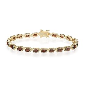 Yellow Gold Overlay Sterling Silver Garnet Bracelet, 7 by Amazon.com Collection