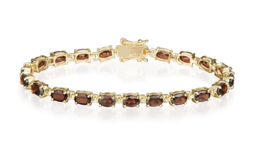 Childrens Toyshop  Jewelry : Yellow Gold Overlay Sterling Silver Garnet Bracelet, 7"