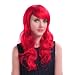 Taobaopit Hot Charm Lolita Animation Cosplay Red Long Wavy Full Wig with Heat Friendly Synthetic Fiber
