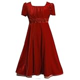 Bonnie Jean TWEEN GIRLS 7-16 RED ROLLED ROSETTE WAISTLINE PANNE EMMA Special Occasion Wedding Flower Girl Valentine Party Dress