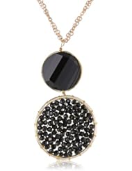 Panacea Crystal and Gold Beads Drop Double Gold Chain Necklace, 27"