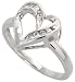 14k White Gold Heart Ring 7/16" (11mm) wide, w/ 0.10 Carat Round Brilliant Diamonds