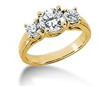 0.50CTW Trellis Three Stone Diamond Ring in 14k Yellow Gold
