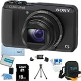 Sony Cyber-shot DSC-HX20V HX20 DSCHX20V 18.2 MP Exmor R CMOS Digital Camera with 20x Optical Zoom and 3.0-inch LCD (Black) BUNDLE with Sony 16GB Card, Spare Battery, Card Reader, Case, Mini Tripod, LCD Screen Protectors, Lens Cleaning Kit, Microfiber Clea