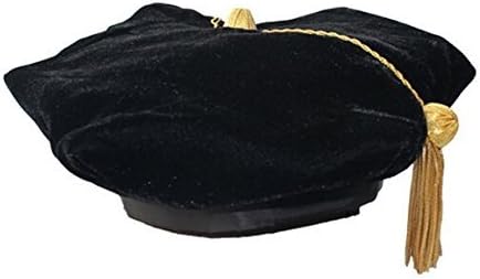 Crazy Mall High-grade Unisex Doctoral Black Tam 8 Sides with Gold Bullion Tassel