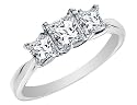 Princess Cut Diamond Engagement Ring and Three Stone Anniversary Ring 1 Carat (ctw) in 14K White Gold (Certified)