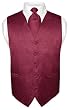 Men's Burgundy Paisley Design Dress Vest and NeckTie Set for Suit or Tuxedo
