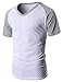 H2H Men's Basic Raglan T-shirts with V-neck Short Sleeve