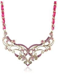 Betsey Johnson "Imperial Princess" Pink and Gold Necklace, 19"