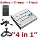 WOWparts Replacement High Capacity SLB-0837 Battery + Wall & Car Charger for Samsung Digimax L73, L50, L60, Digimax i50, i70, Digimax i5, i6 Digital Camera & Flexible Tripod Grip Stand
