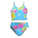 Anita G : Girlfriends by Anita G - Girls Floral Tankini Bathing Suit, Light Blue
