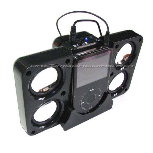 DreamBargains Premium iPod/Mp3 Portable Foldable Speakers 4x - Black
