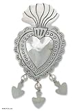 Sterling silver brooch pendant, 'Gypsy Heart'
