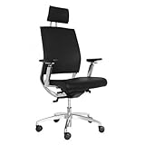 AMSTYLE Chefsessel Serie 8 Alu Echtleder Bürostuhl Drehstuhl schwarz