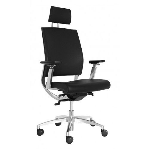 AMSTYLE Chefsessel Serie 8 Alu Echtleder Bürostuhl Drehstuhl schwarz